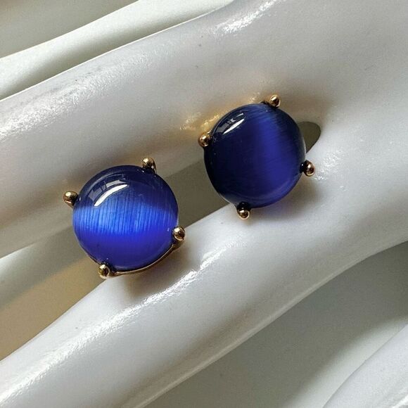 Blue and gold tone post earrings - Picture 1 of 6